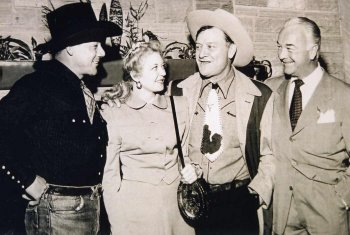 The picture, taken in 1948, shows, l-r, Bob Nolan (of the Sons Of The Pioneers), Cindy Walker, Max Terhune (star of many western movies) and William Boyd (Hopalong Cassidy)